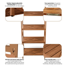 Load image into Gallery viewer, Elegant Teak 4-Shelf Organizer Storage Stand for Your Bathroom, Kitchen, Living-Room, Patio, Terrace, Waterproof, Use as Towel Rack, Bookshelf, Plant Display 48”(H) x 21”(L) x 13”(D)