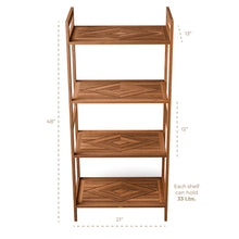 Load image into Gallery viewer, Elegant Teak 4-Shelf Organizer Storage Stand for Your Bathroom, Kitchen, Living-Room, Patio, Terrace, Waterproof, Use as Towel Rack, Bookshelf, Plant Display 48”(H) x 21”(L) x 13”(D)
