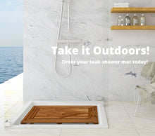 Load image into Gallery viewer, teak outdoor shower mat
