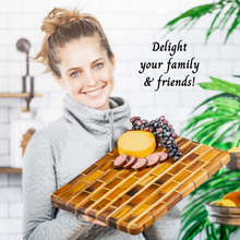 Load image into Gallery viewer, Artisanal Teak Charcuterie, Cutting, Cheese & Bread Board, Handmade, 16x12x1, for Slicing, Dicing & Food Serving