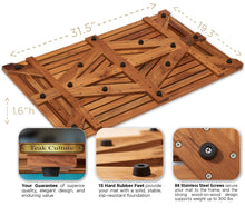 Load image into Gallery viewer, Designer Teak Shower Mat, Waterproof, Teak Oil Finish, Large, 32x20x2 for Bathroom, Pool, Spa, Boat, Sauna, Patio, RV, Front Door