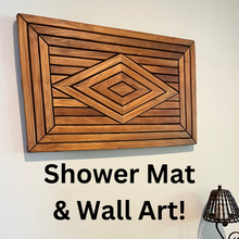 Load image into Gallery viewer, Designer Teak Shower Mat, Waterproof, Teak Oil Finish, Large, 32x20x2 for Bathroom, Pool, Spa, Boat, Sauna, Patio, RV, Front Door