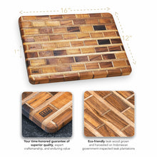 Load image into Gallery viewer, Artisanal Teak Charcuterie, Cutting, Cheese & Bread Board, Handmade, 16x12x1, for Slicing, Dicing & Food Serving