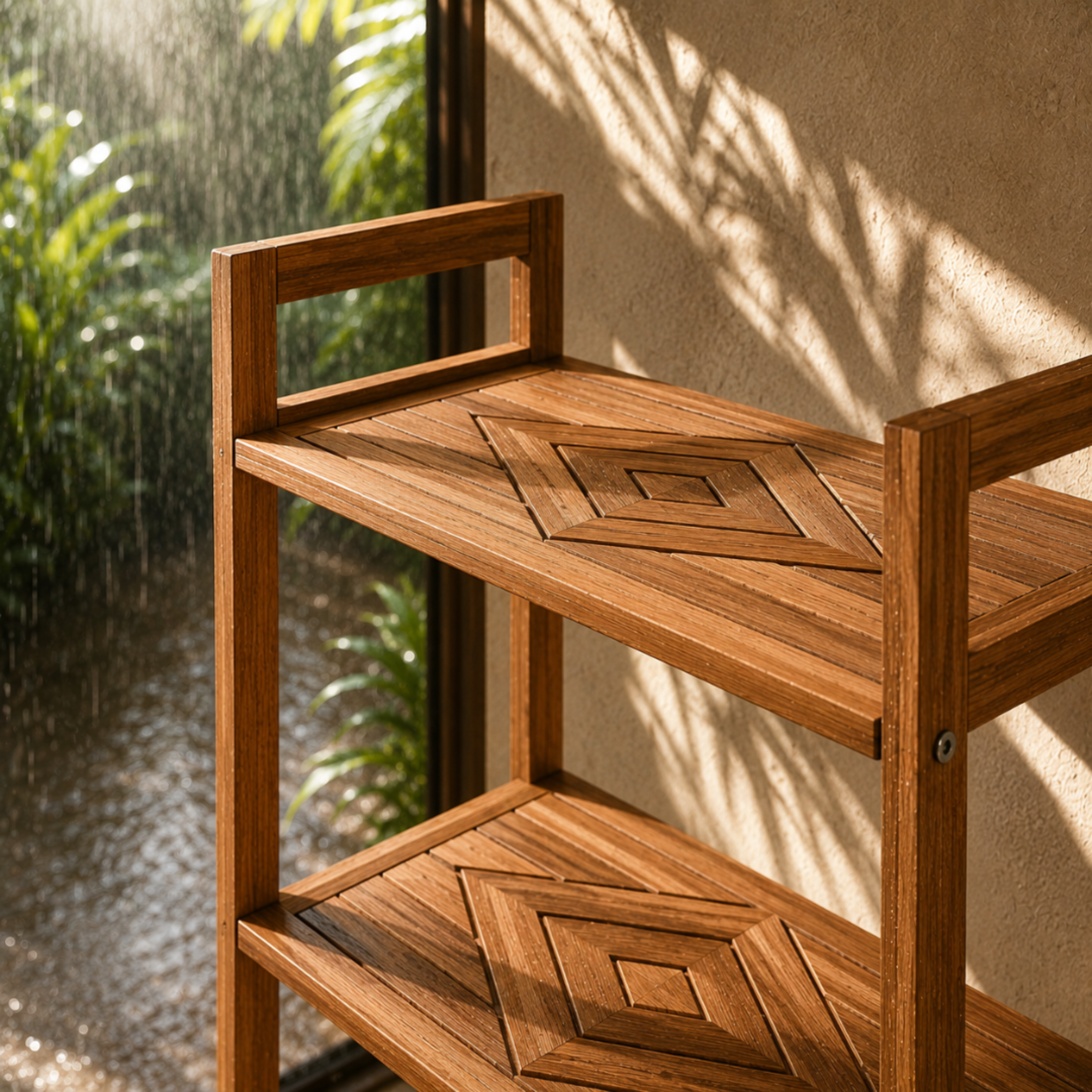 Elegant Solid Teak 4-Shelf Storage Stand – Stylish Organization for Every Room in Your Home