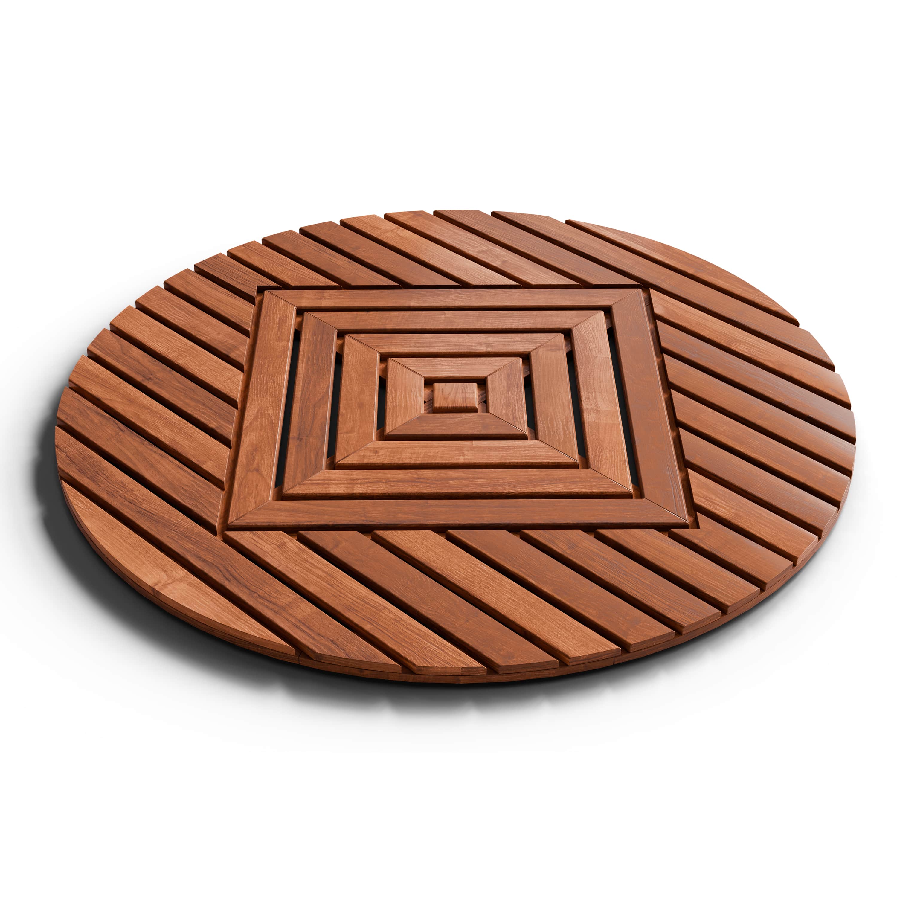 Designer Teak Shower Mat, Round, Xtra-Large 32” Diameter, Waterproof, Teak Oil Finish, for Bathroom, Pool, Spa, Boat, Sauna, Patio, Front Door from Our Diamond Collection