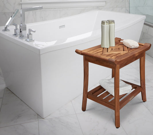 Teak bathroom bench