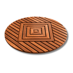 Round teak shower mat
