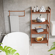 Load image into Gallery viewer, Elegant Teak 4-Shelf Organizer Storage Stand for Your Bathroom, Kitchen, Living-Room, Patio, Terrace, Waterproof, Use as Towel Rack, Bookshelf, Plant Display 48”(H) x 21”(L) x 13”(D)
