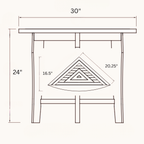 Stylish Teak Corner Shower Bench, Extra Tall, Leveling Feet, Waterproof, Teak Oil Finish, 24x30x17, use also as end table, night stand, plant display