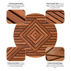 Designer Teak Shower Mat, Round, Xtra-Large 32” Diameter, Waterproof, Teak Oil Finish, for Bathroom, Pool, Spa, Boat, Sauna, Patio, Front Door from Our Diamond Collection