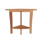 Stylish Teak Corner Shower Bench, End Table, Night Stand, Plant Display, Extra Tall, Leveling Feet, Waterproof, Teak Oil Finish, 24x30x17