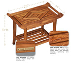 Luxury Teak Shower Bench Stool Seat with Leveling Feet, Waterproof, Teak Oil Finish, 25x19x14 for Bathroom, Spa, Sauna, Pool Deck, Patio, Garden, RV