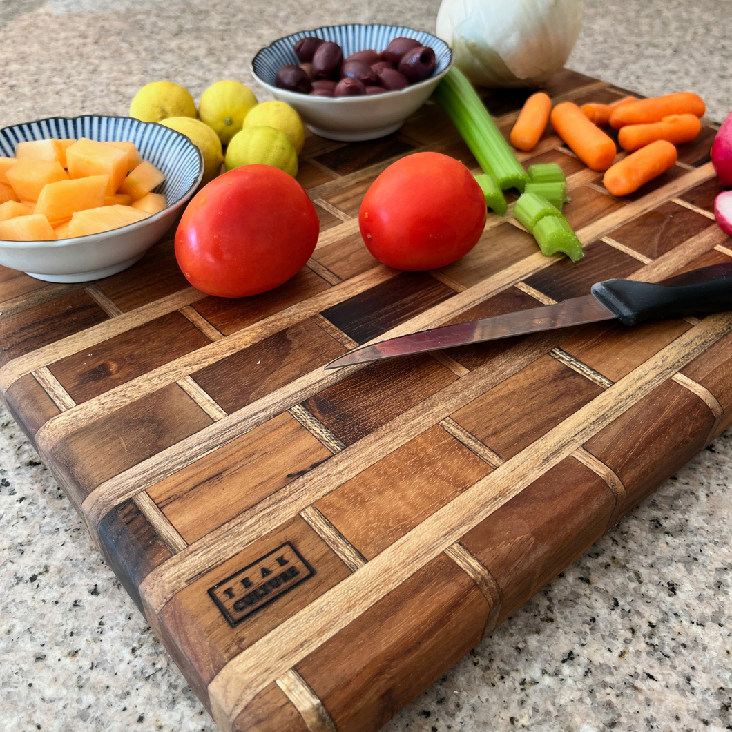 Artisanal Teak Charcuterie, Cutting, Cheese & Bread Board, Handmade, 16x12x1, for Slicing, Dicing & Food Serving
