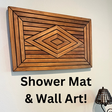 Load image into Gallery viewer, Designer Teak Shower Mat, Waterproof, Teak Oil Finish, Large, 32x20x2 for Bathroom, Pool, Spa, Boat, Sauna, Patio, RV, Front Door
