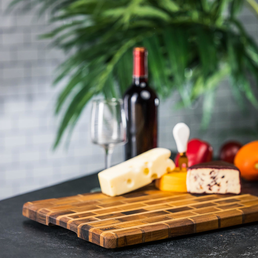 Premium teak cheese serving board